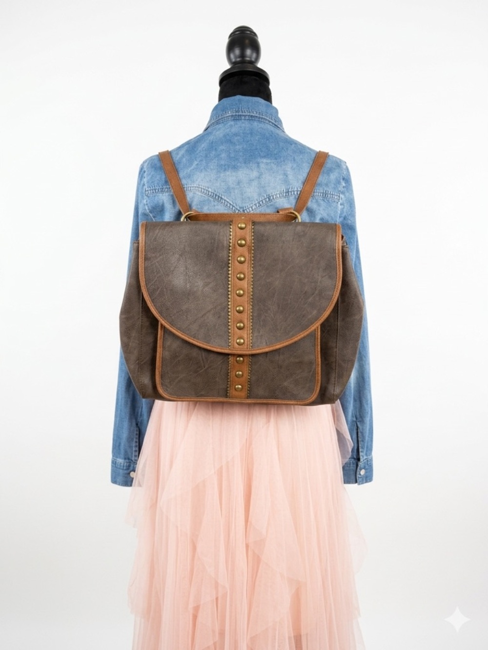 Bandana by American West Distressed Leather Studded Backpack - Large & Roomy